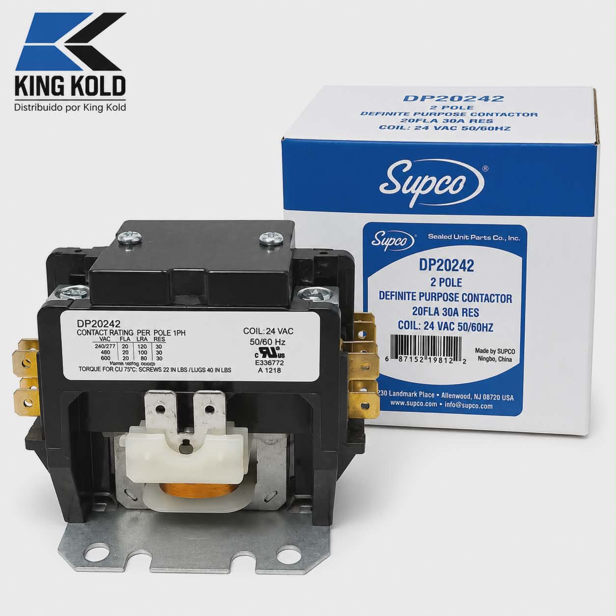 Contactor eléctrico para aire acondicionado y refrigeración marca supco