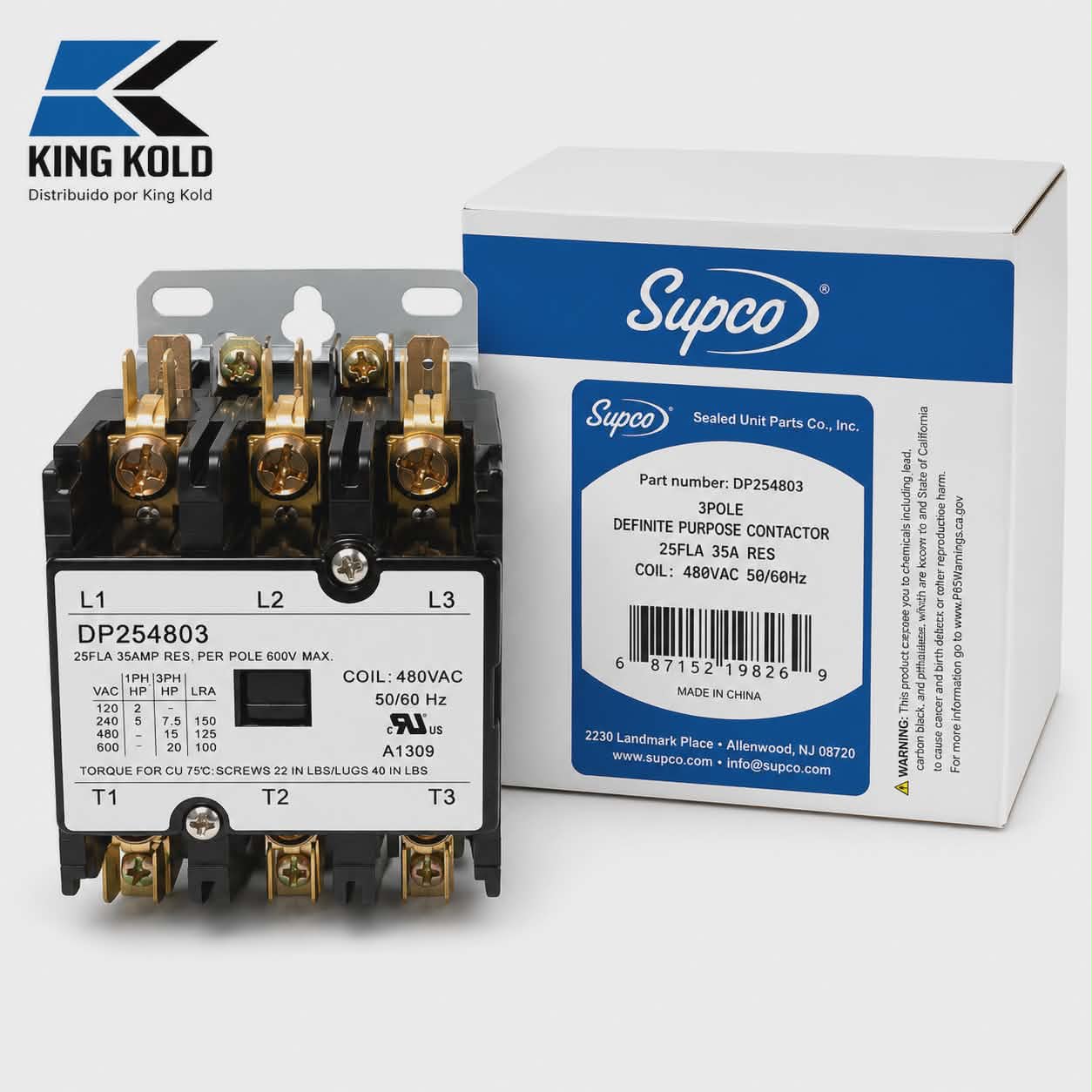 Contactor SUPCO DP254803 de 3 polos