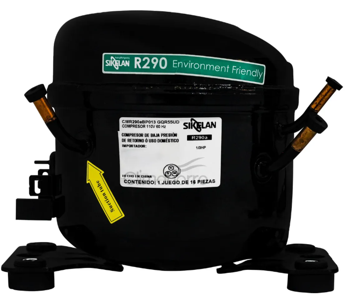 Compresor gas R290a, L/HBP, AC para refrigeración doméstica 1/3 HP GQR55UD