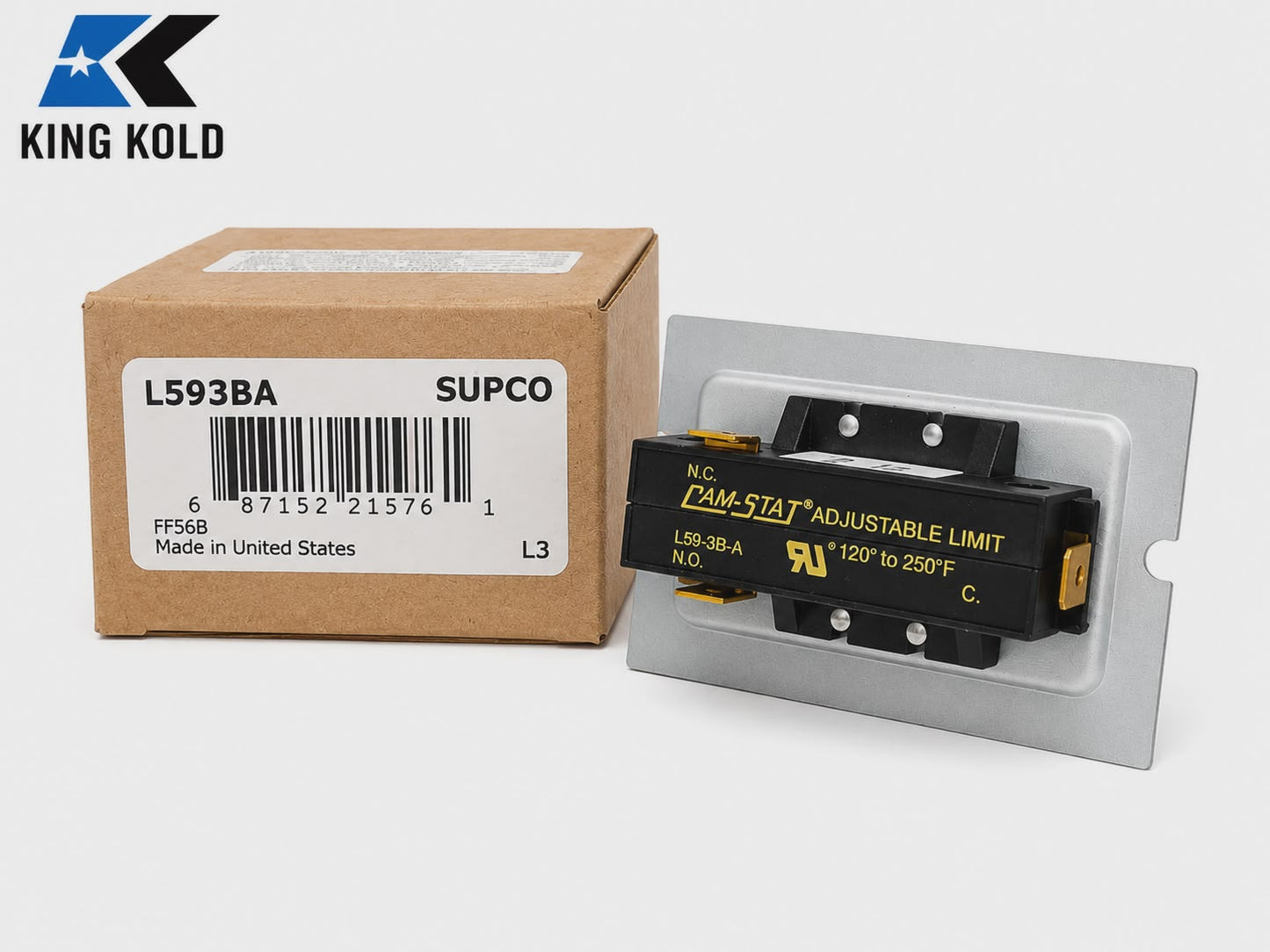 Control de Límite Ajustable Supco L593BA CAM-STAT 120°F a 250°F