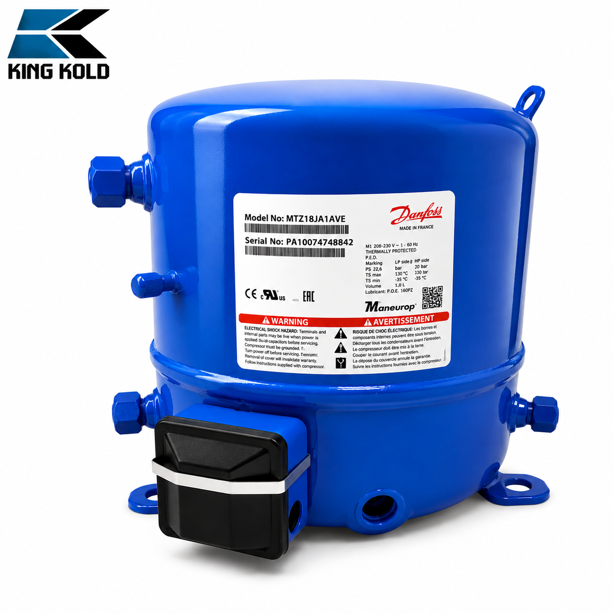 Compresor Danfoss Maneurop MTZ18JA1AVE