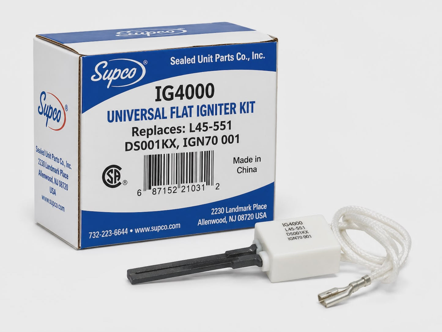 Ignitor Universal Plano Supco IG4000 Flat Igniter Kit HVAC