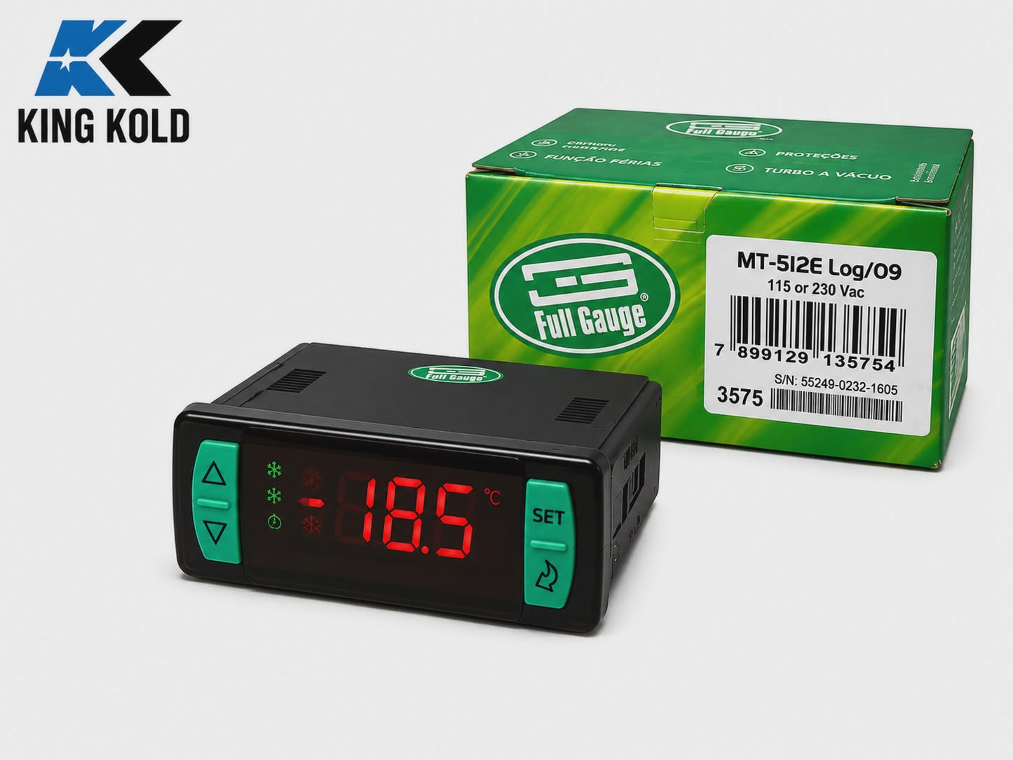 Controlador Digital Full Gauge MT-512E Log para Refrigeración 115/230V