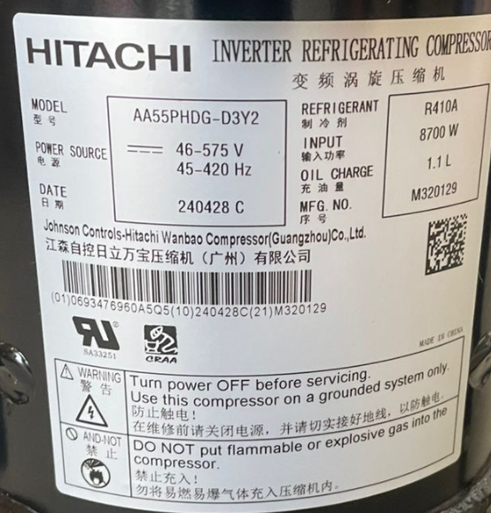 COMPRESOR HITACHI  AA55PHDG-D3Y2