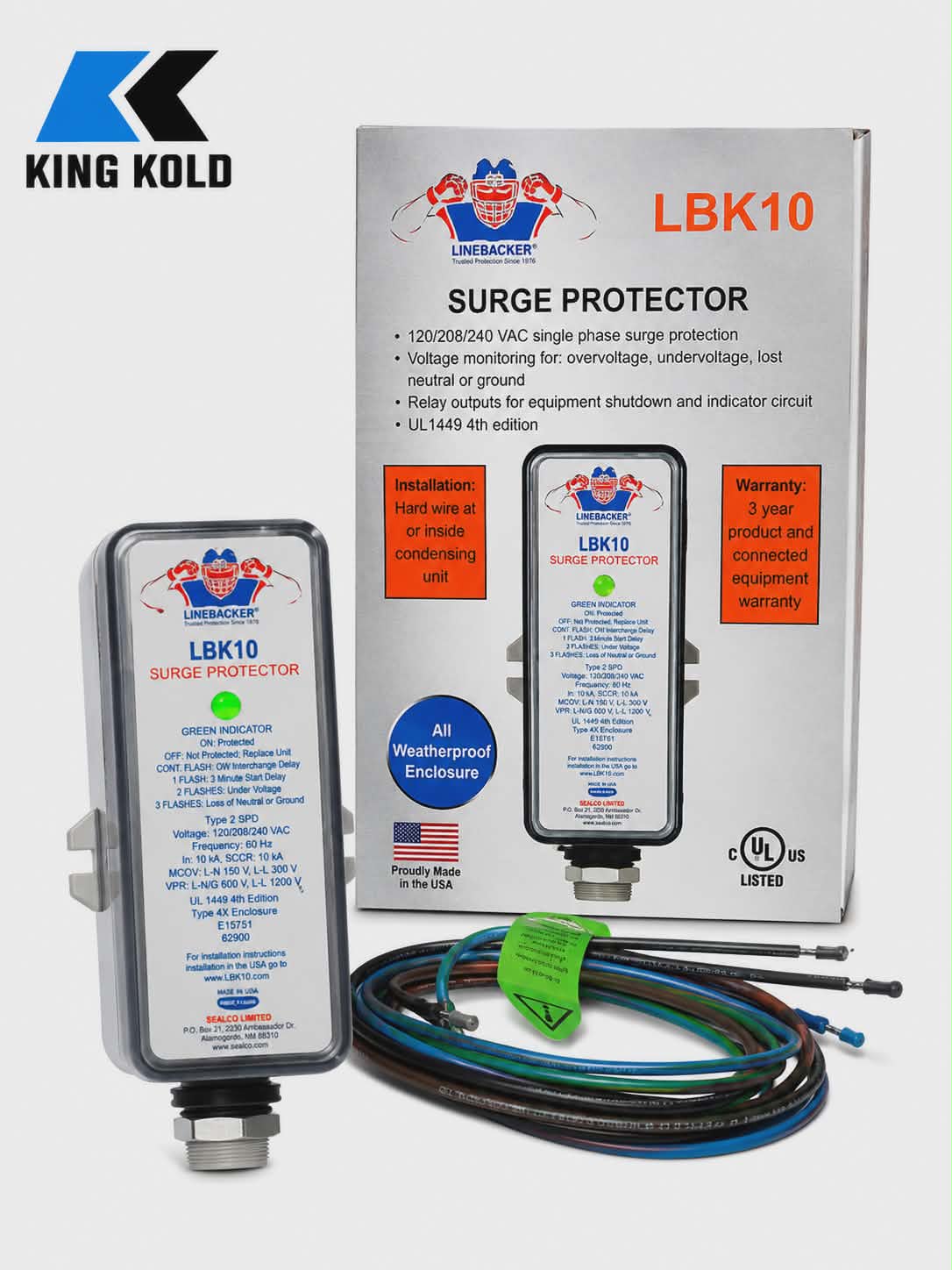 Protector de Voltaje Linebacker LBK10 para Aire Acondicionado 120/208/240V