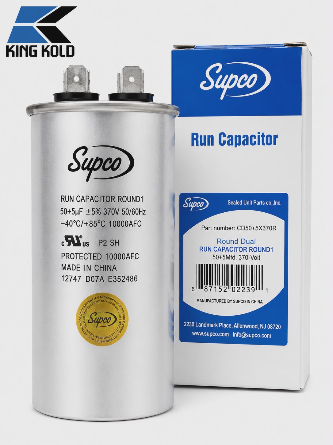 Capacitor Dual Supco CD50+5X370R 50+5 MFD 370V HVAC